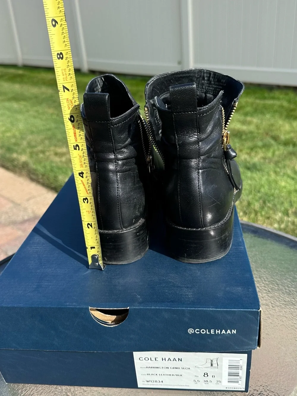 Cole Haan Black Leather Side-Zip Chukka Boots